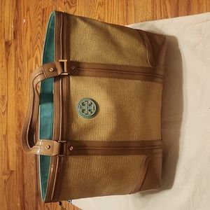 Tory Burch Straw and Patent Leather Tote *Referbished*